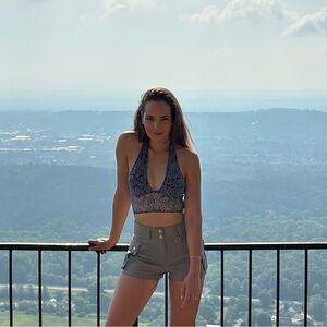 Hollister Gilly Hicks Women's Halter Crop Top Floral Padded, Sz S